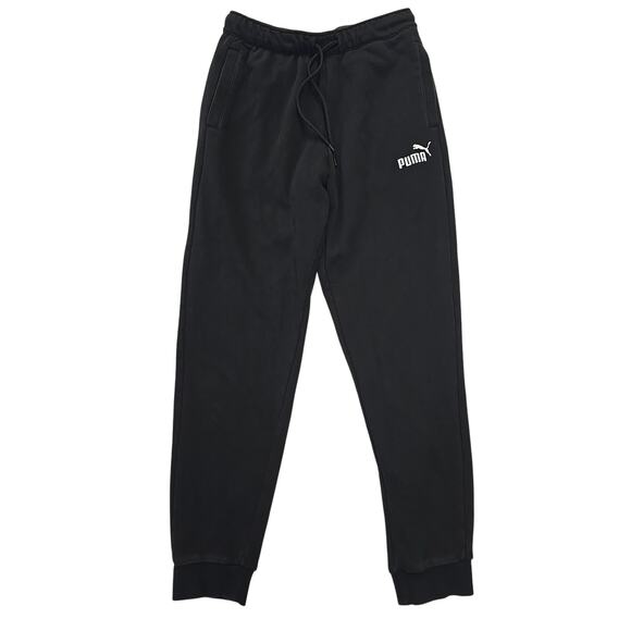 Puma Men's Fleece Joggers M Black Lounge Sweatpants Pockets Embroidered Logo - Picture 1 of 6